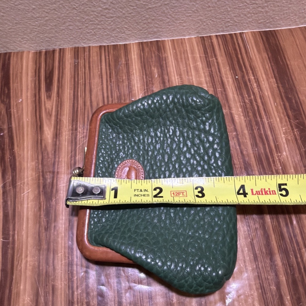RARE Vtg DOONEY & BOURKE Green KISS LOCK CHANGE/COIN PURSE British Tan Trim - Picture 12 of 12